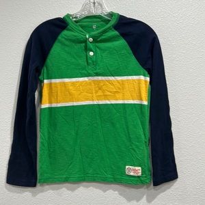 Gap Stripes Baseball Blue Green Long Sleeve Tee SZ Large